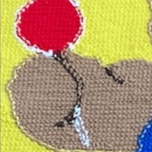 VTG Hand Knitted By Grandma Baby Afghan Blanket 45"x56" Bear Blue 1 Of a kind - Picture 9 of 10